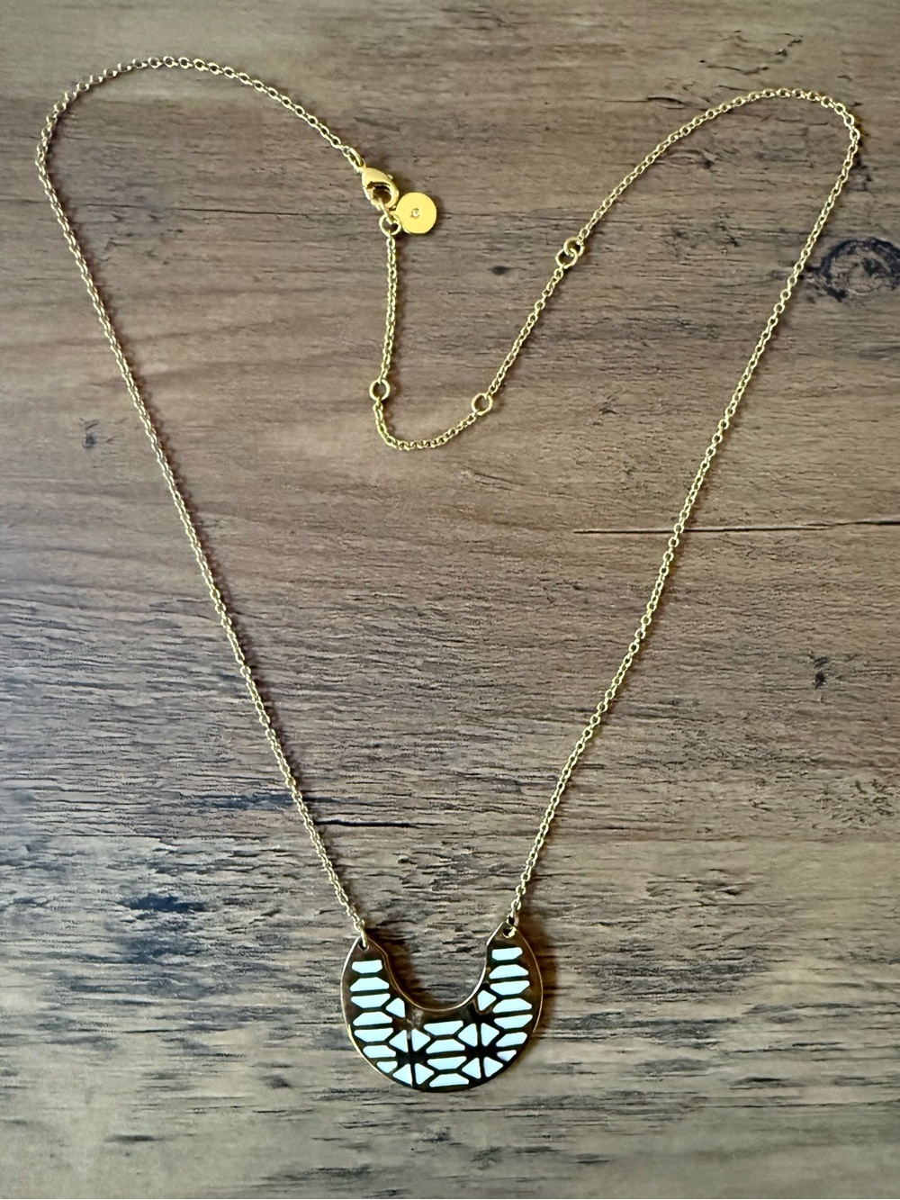 Stella & Dot Breezeblock Reversible Enamel Pendant Necklace - Gold Tone